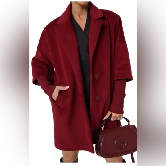 Jackets & Blazers - Single Breasted Red Pea Coat.